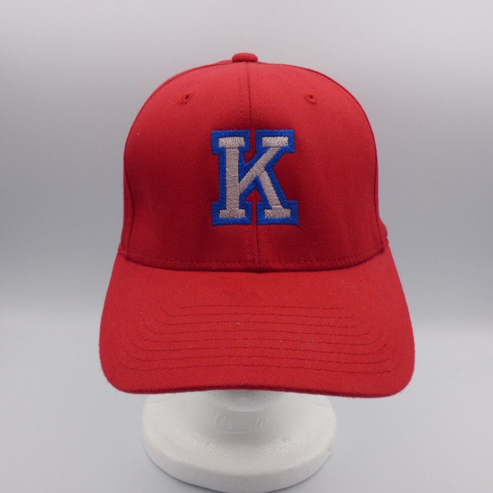 Initial K Letter Classic Baseball Hat FlexFit Red Fitted New Size S-M
